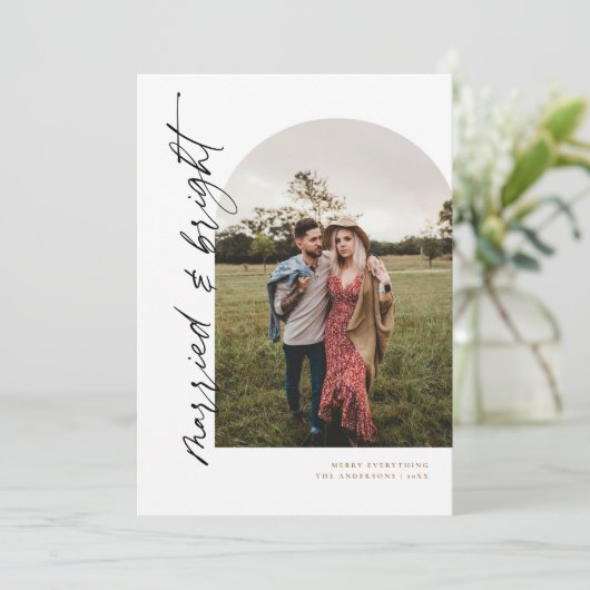 Moderne Arch Getrouwd en Helder Nieuwgetrouwd Vaka Kaart (Staand voorkant)