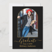 Moderne Arch Gold Calligraphy Graduation Party Kaart (Voorkant)