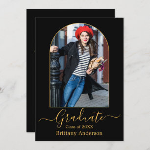 Moderne Arch Gold Calligraphy Graduation Party Kaart