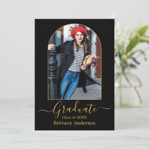 Moderne Arch Gold Calligraphy Photo Afstuderen Aankondiging