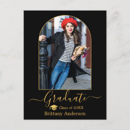 Moderne Arch Gold Pet Calligrafie Foto Afstuderen Briefkaart