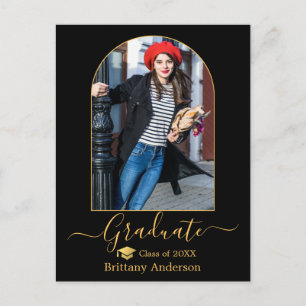 Moderne Arch Gold Pet Calligrafie Foto Afstuderen Briefkaart