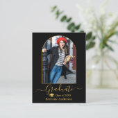 Moderne Arch Gold Pet Calligrafie Foto Afstuderen Briefkaart (Staand voorkant)
