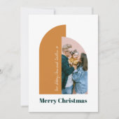 Moderne Arch Goud Prettig Kerstfeest Familie Foto Feestdagenkaart (Voorkant)