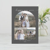 Moderne Arch | Grauwe nieuwjaars fotocollage Feestdagenkaart (Staand voorkant)