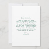 Moderne Arch Green Color Block Photo Afstuderen Bedankkaart (Achterkant)