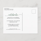 Moderne Arch Green Gold Photo Graduparty Aankondigingskaart (Achterkant)