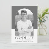 Moderne Arch Grey Color Block Graduparty Kaart (Staand voorkant)