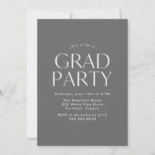 Moderne Arch Grey Color Block Graduparty Kaart (Achterkant)