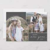 Moderne Arch | Grijs nieuwjaar 3 Familie Foto's Ni Feestdagenkaart (Voorkant)