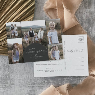 Moderne Arch   Grijze multi-fotoserie Nieuwjaar Feestdagenkaart