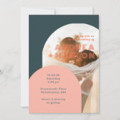 Moderne Arch Groovy Retro Weddenschap Foto Kaart (Voorkant)