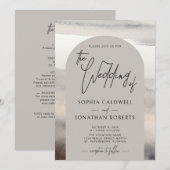 Moderne Arch Handgeschreven Script Earth Tones Wed Kaart (Voorkant / Achterkant)