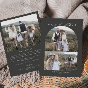 Moderne Arch   Kerst van de grijze fotocollage Feestdagenkaart