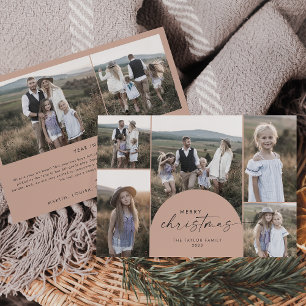 Moderne Arch   Kerst van de zalm Multi-Fotoserie Feestdagenkaart