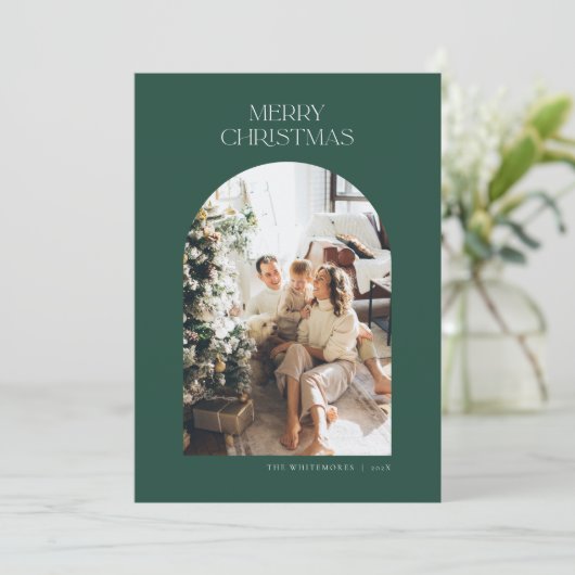 Moderne Arch-kerstkaart in groen Kaart