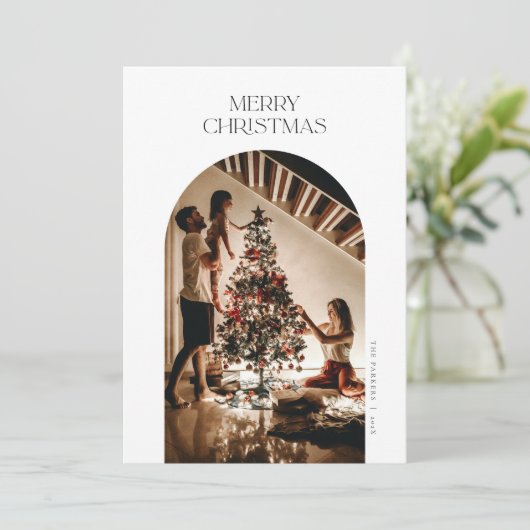Moderne Arch-kerstkaart in wit Kaart (Staand voorkant)