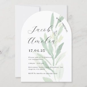 Moderne Arch Leaf Engagement Party Kaart