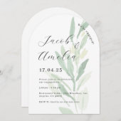 Moderne Arch Leaf Engagement Party Kaart (Voorkant / Achterkant)