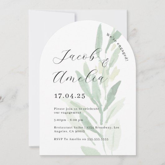 Moderne Arch Leaf Trouwfeest   Kaart (Voorkant)