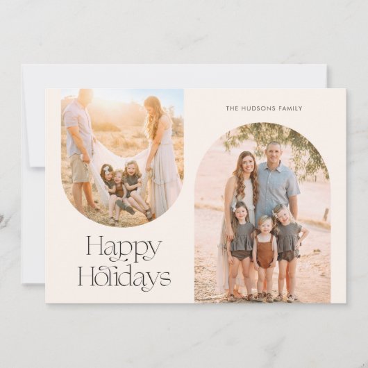 Moderne Arch Lijst Black Calligraphy Collage Holid Feestdagenkaart (Voorkant)