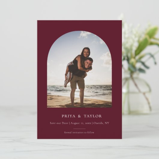 Moderne Arch Lijst flat, sla de Datum fotokaart op Save The Date (Staand voorkant)