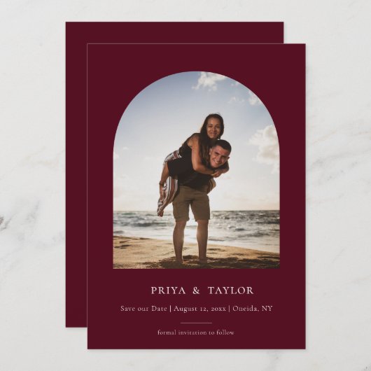 Moderne Arch Lijst flat, sla de Datum fotokaart op Save The Date (Voorkant / Achterkant)
