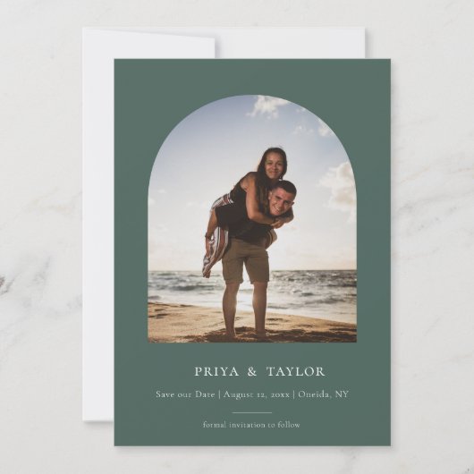 Moderne Arch Lijst flat, sla de Datum fotokaart op Save The Date (Voorkant)