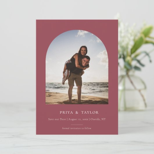 Moderne Arch Lijst flat, sla de Datum fotokaart op Save The Date (Staand voorkant)