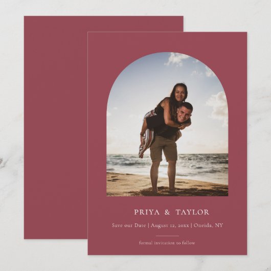 Moderne Arch Lijst flat, sla de Datum fotokaart op Save The Date (Voorkant / Achterkant)