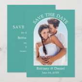 Moderne Arch Lijst Foto Blauwgroen Save The Date (Voorkant / Achterkant)