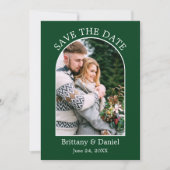 Moderne Arch Lijst Foto groen Save The Date (Voorkant)
