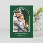 Moderne Arch Lijst Foto groen Save The Date (Staand voorkant)