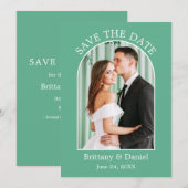 Moderne Arch Lijst Foto Neo Mint Green Save The Date (Voorkant / Achterkant)