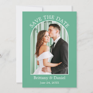 Moderne Arch Lijst Foto Neo Mint Green Save The Date