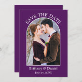 Moderne Arch Lijst Foto Paars Save The Date (Voorkant / Achterkant)