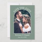 Moderne Arch Lijst Foto Sage Green Save The Date (Voorkant)