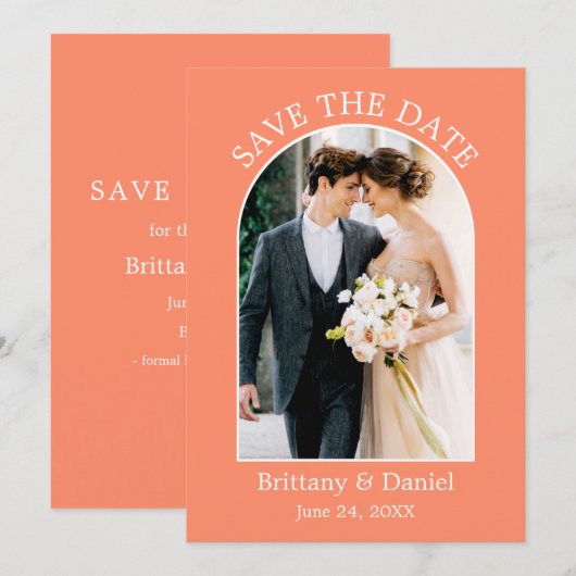 Moderne Arch Lijst Fotokoraal Save The Date (Voorkant / Achterkant)