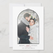 Moderne Arch Lijst Merry and Bright Photo Feestdagenkaart (Voorkant)