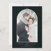 Moderne Arch Lijst Merry en Bright Photo Green Feestdagenkaart (Voorkant)