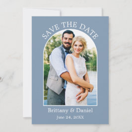 Moderne Arch Lijst Photo Dusty Blue Save The Date