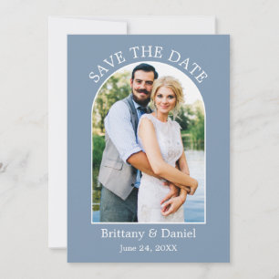 Moderne Arch Lijst Photo Dusty Blue Save The Date
