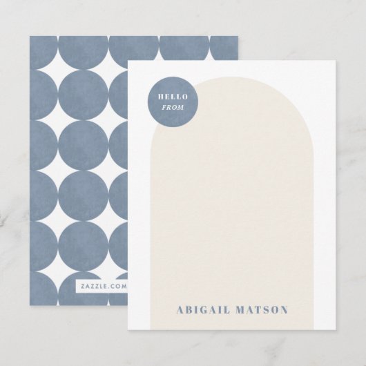 Moderne Arch Lijst Stationery Note Kaart - blauw (Voorkant / Achterkant)