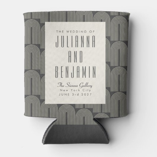 Moderne Arch Line Art Black Grey Custom Wedding Blikjeskoeler (Voorkant)