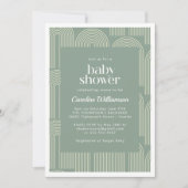 Moderne Arch Line Art Sage Green Baby shower Kaart (Voorkant)