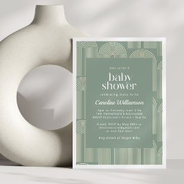 Moderne Arch Line Art Sage Green Baby shower Kaart