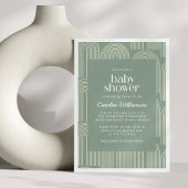 Moderne Arch Line Art Sage Green Baby shower Kaart
