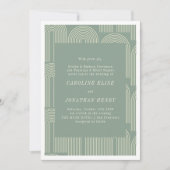 Moderne Arch Line Art Sage Green Formal Wedding Kaart (Voorkant)