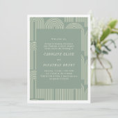 Moderne Arch Line Art Sage Green Formal Wedding Kaart (Staand voorkant)