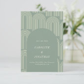 Moderne Arch Line Art Sage Green Formal Wedding Save The Date (Staand voorkant)
